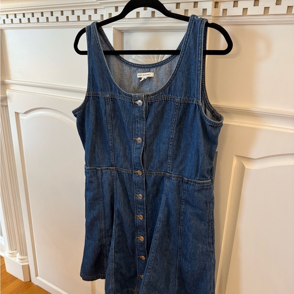 Free Assembly Dresses & Skirts - Madewell Dark Blue Denim Button-Front Tank Dress